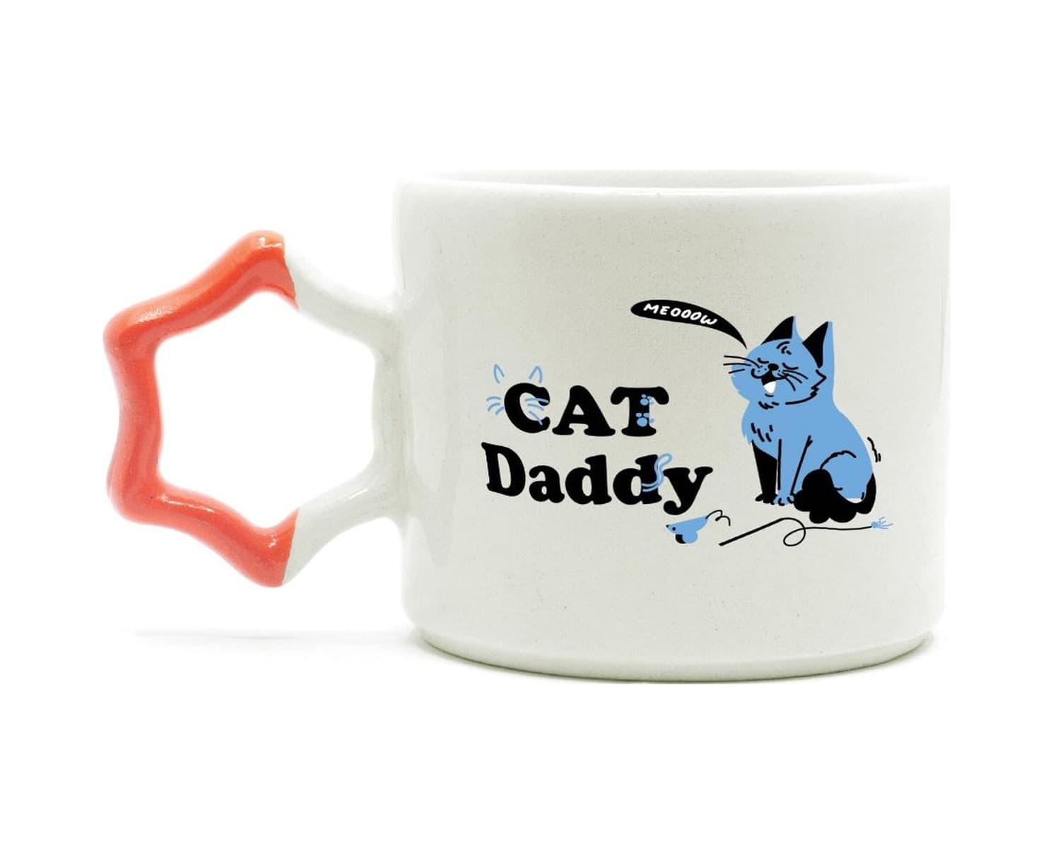 Cat Daddy Baskılı Turuncu Kulplu Yıldız Kupa