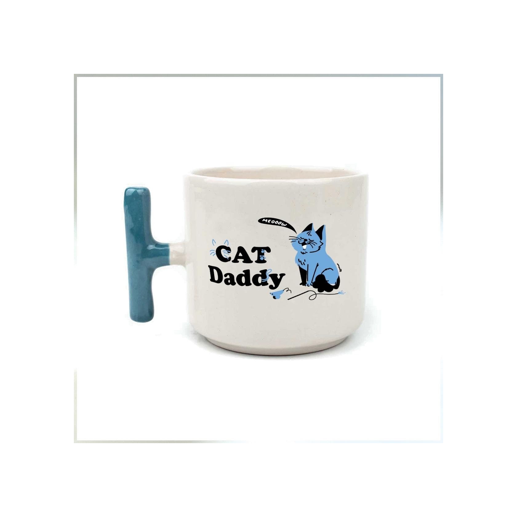 Cat Daddy Baskılı Mavi Kulplu T Kupa