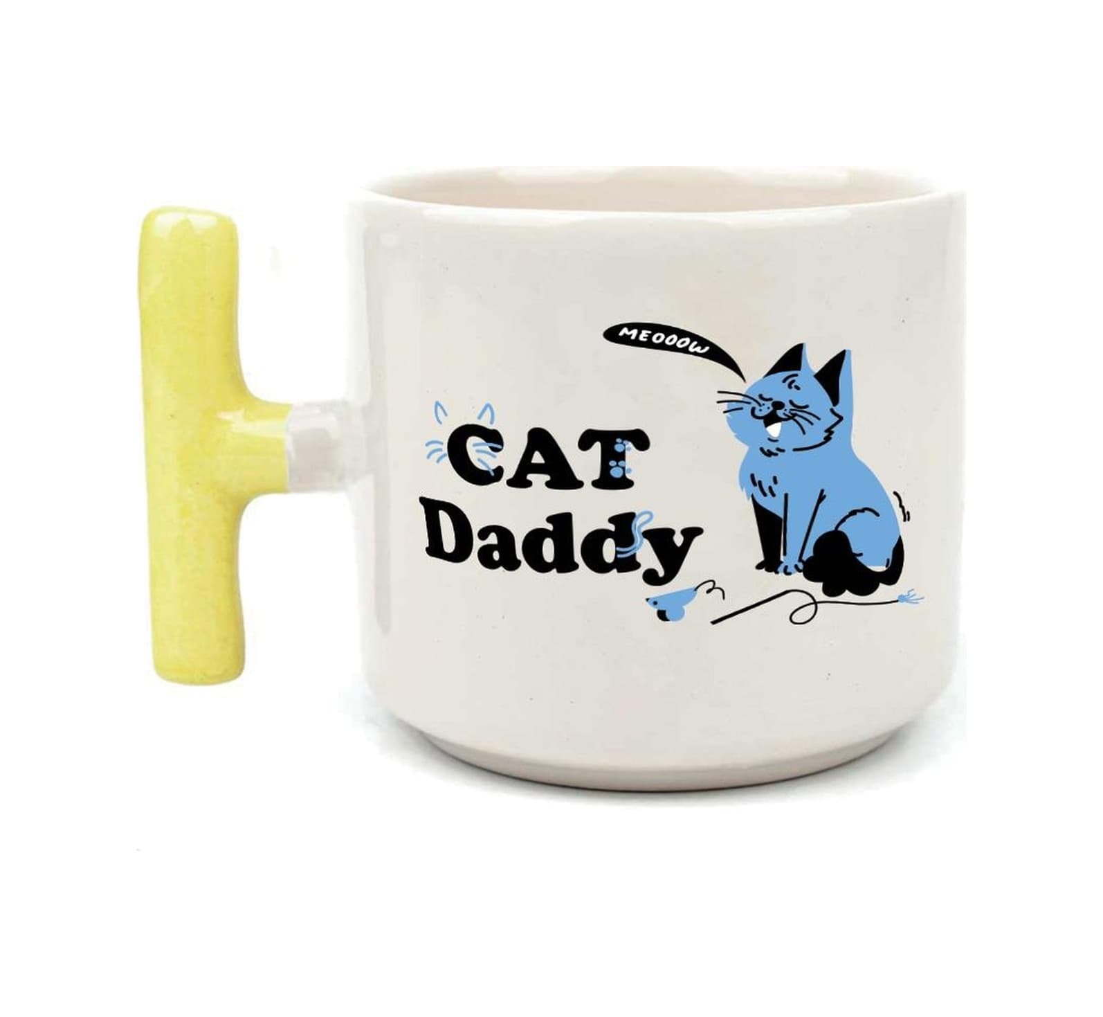 Cat Daddy Baskılı Sarı Kulplu T Kupa