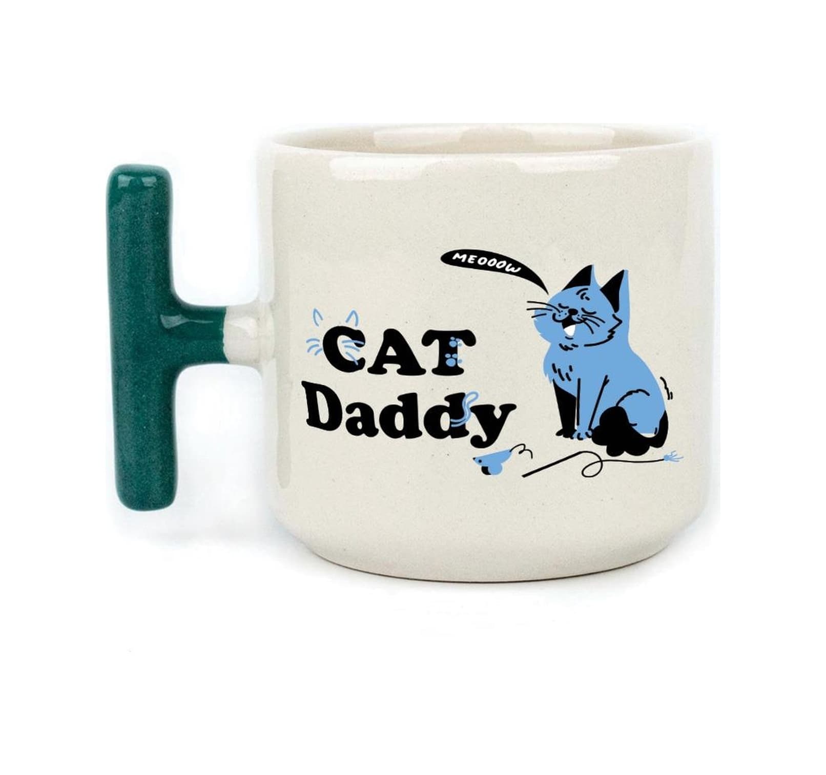 Cat Daddy Baskılı Yeşil Kulplu T Kupa