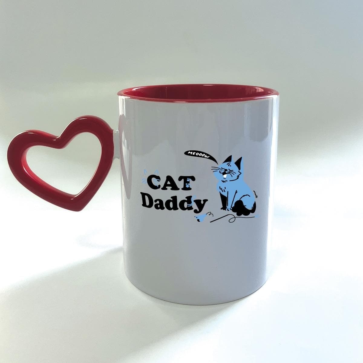 Cad Daddy Baskılı Kırmızı Boş Kalp Kulplu Mega Kupa