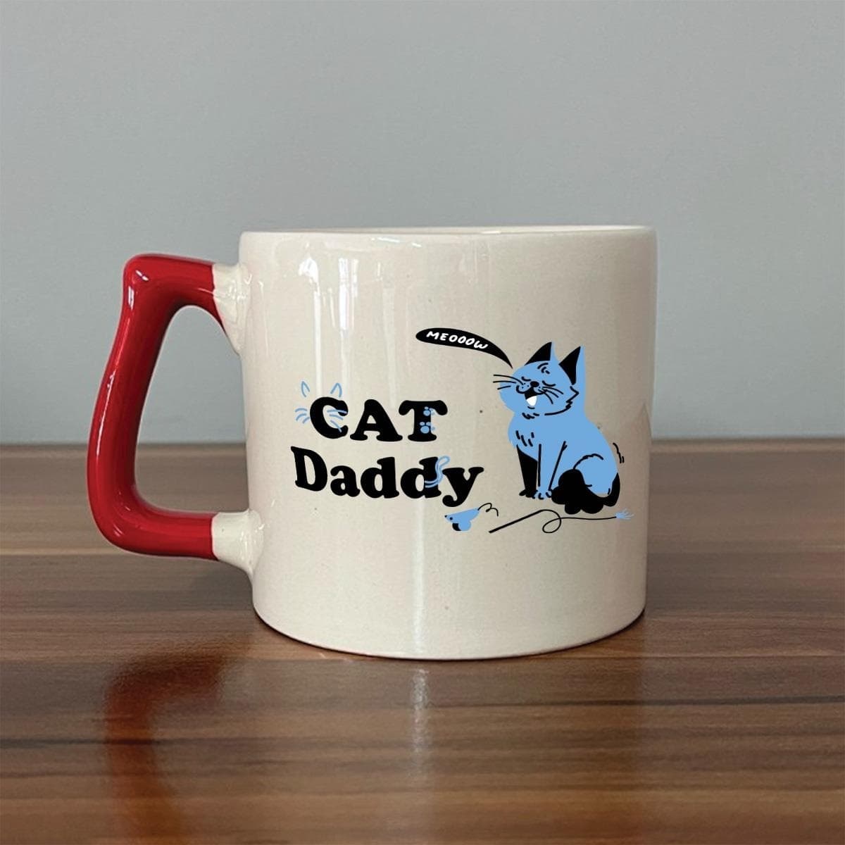 Cat Daddy Baskılı Kırmızı Kulplu Prime Kupa