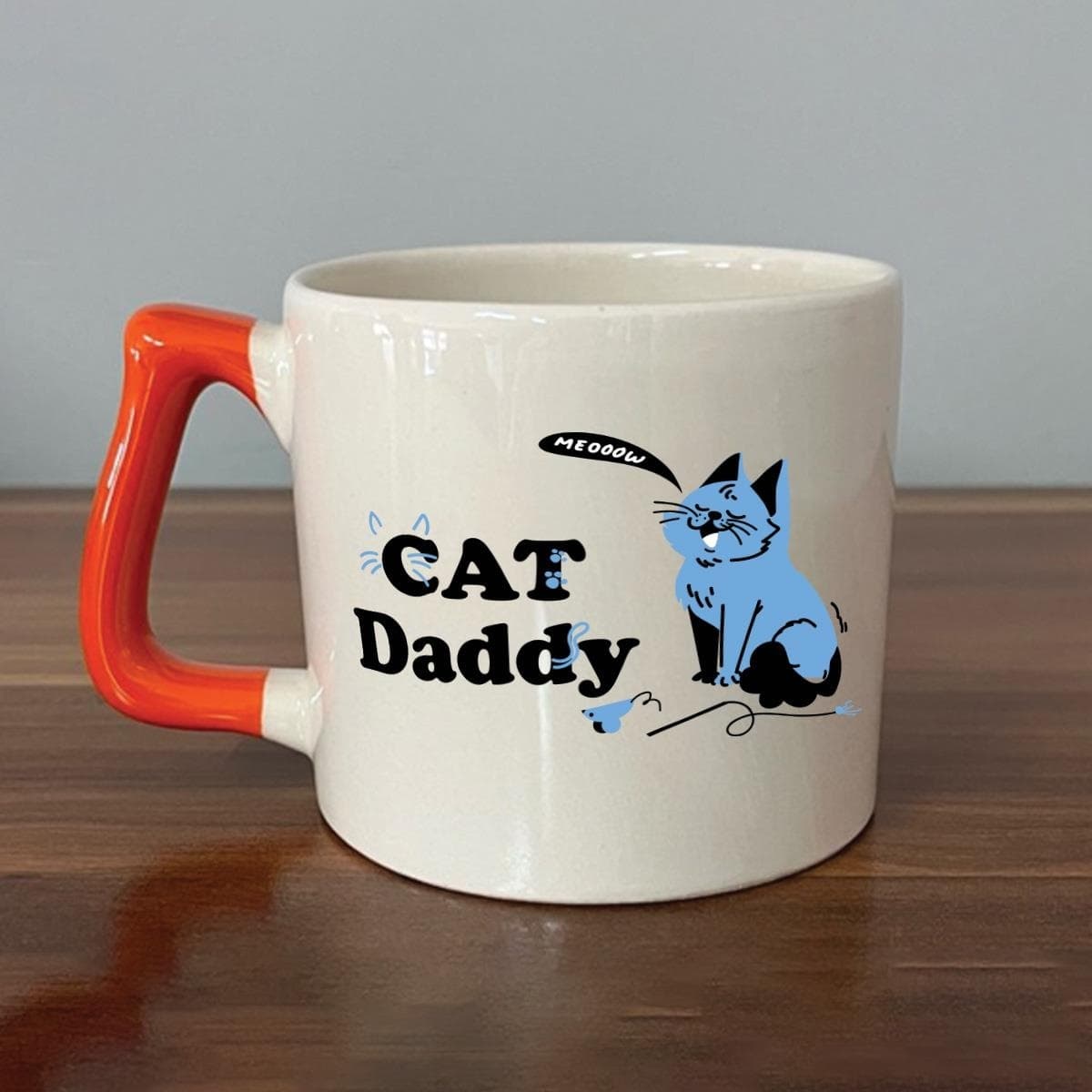 Cat Daddy Baskılı Turuncu Kulplu Prime Kupa