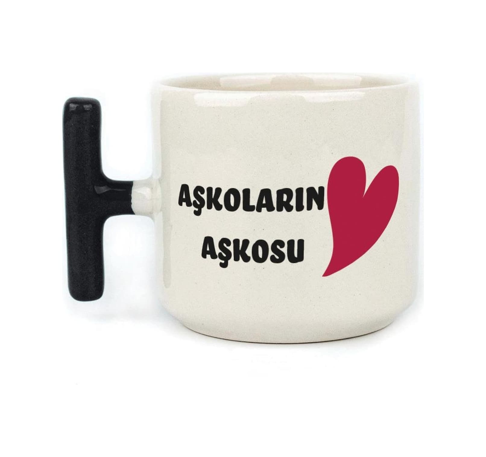Mor Mürekkep Aşkoların Aşkosu Baskılı Siyah Kulplu T Sevgililer Günü Kupası