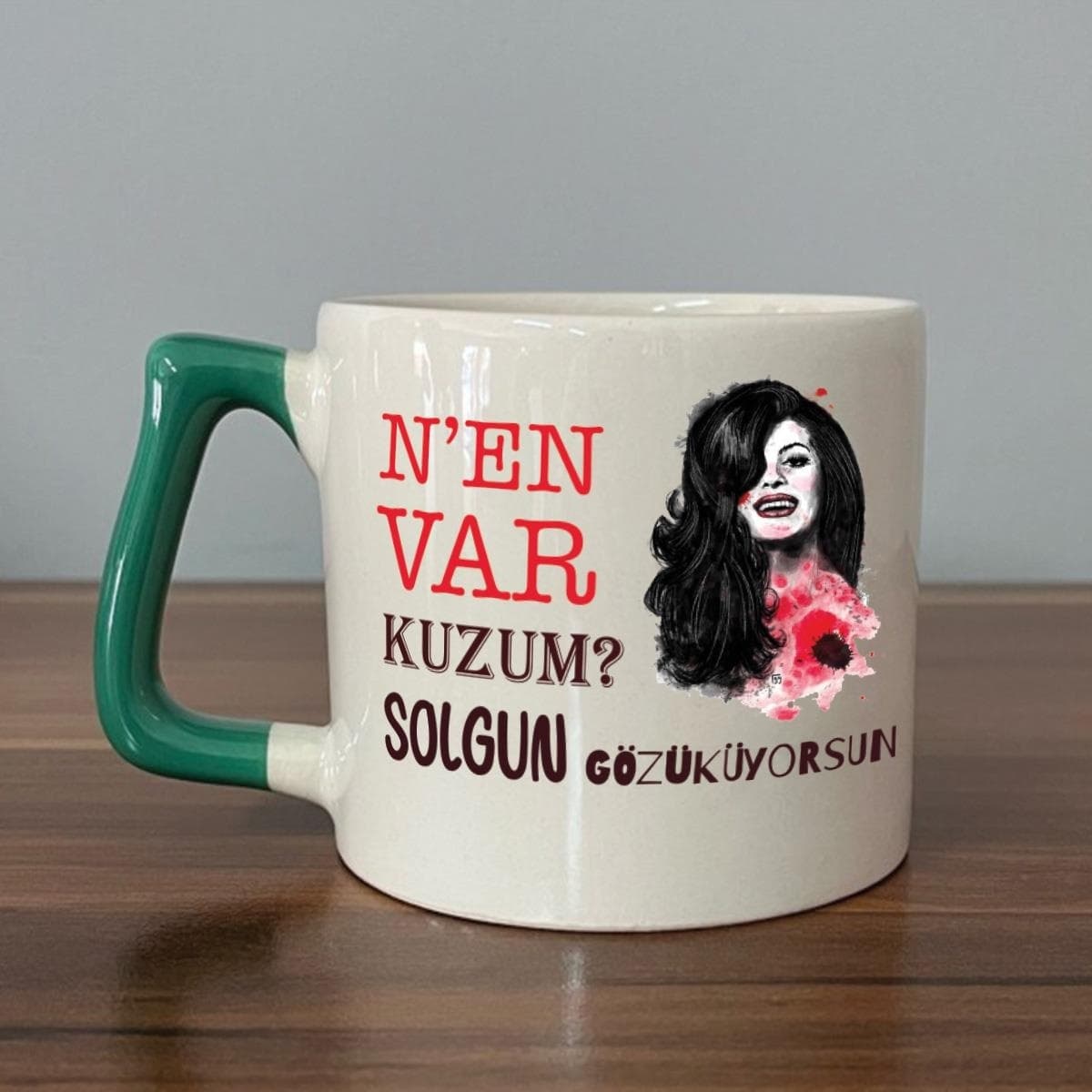 Nen Var Kuzum Baskılı Yeşil Kulplu Prime Kupa