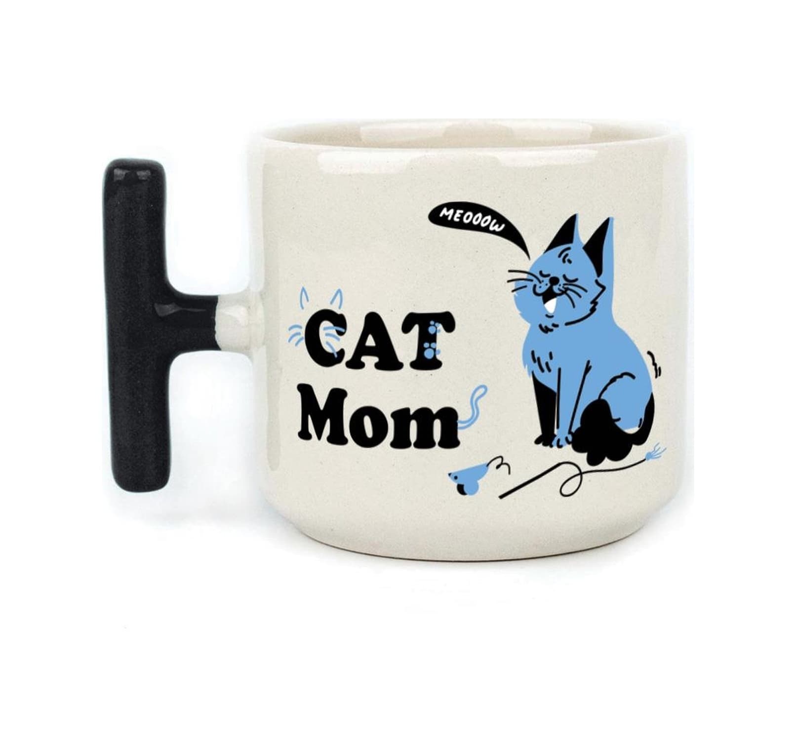 Cat Mom Baskılı Siyah Kulplu T Kupa