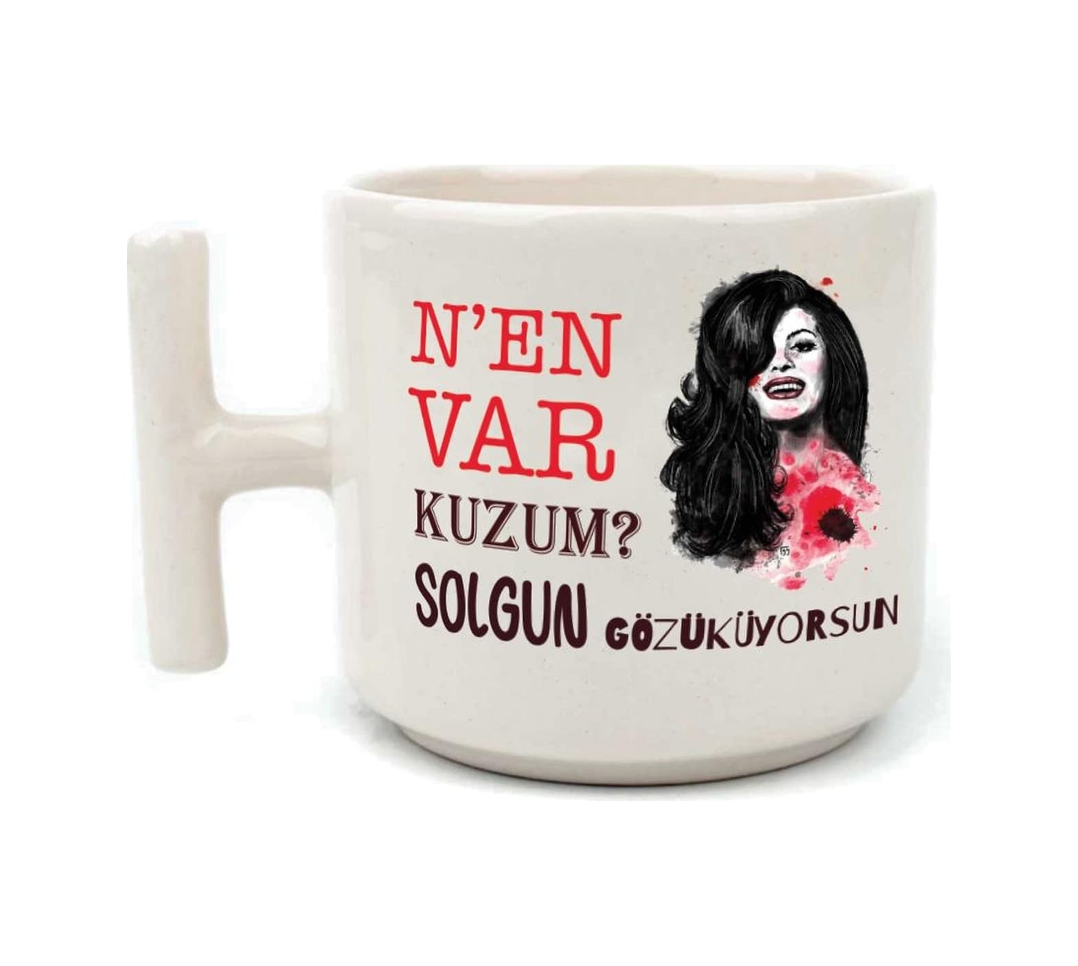 Nen Var Kuzum Baskılı Beyaz Kulplu T Kupa