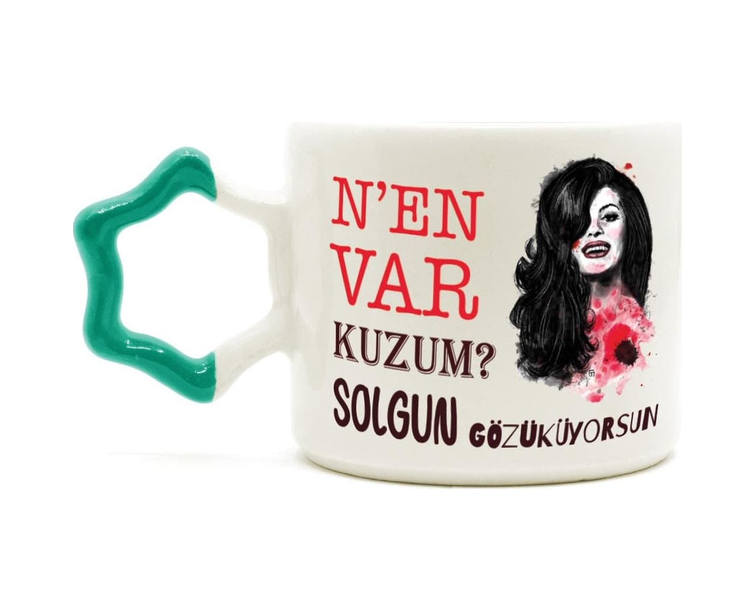 Nen Var Kuzum Baskılı Yeşil Kulplu Yıldız Kupa