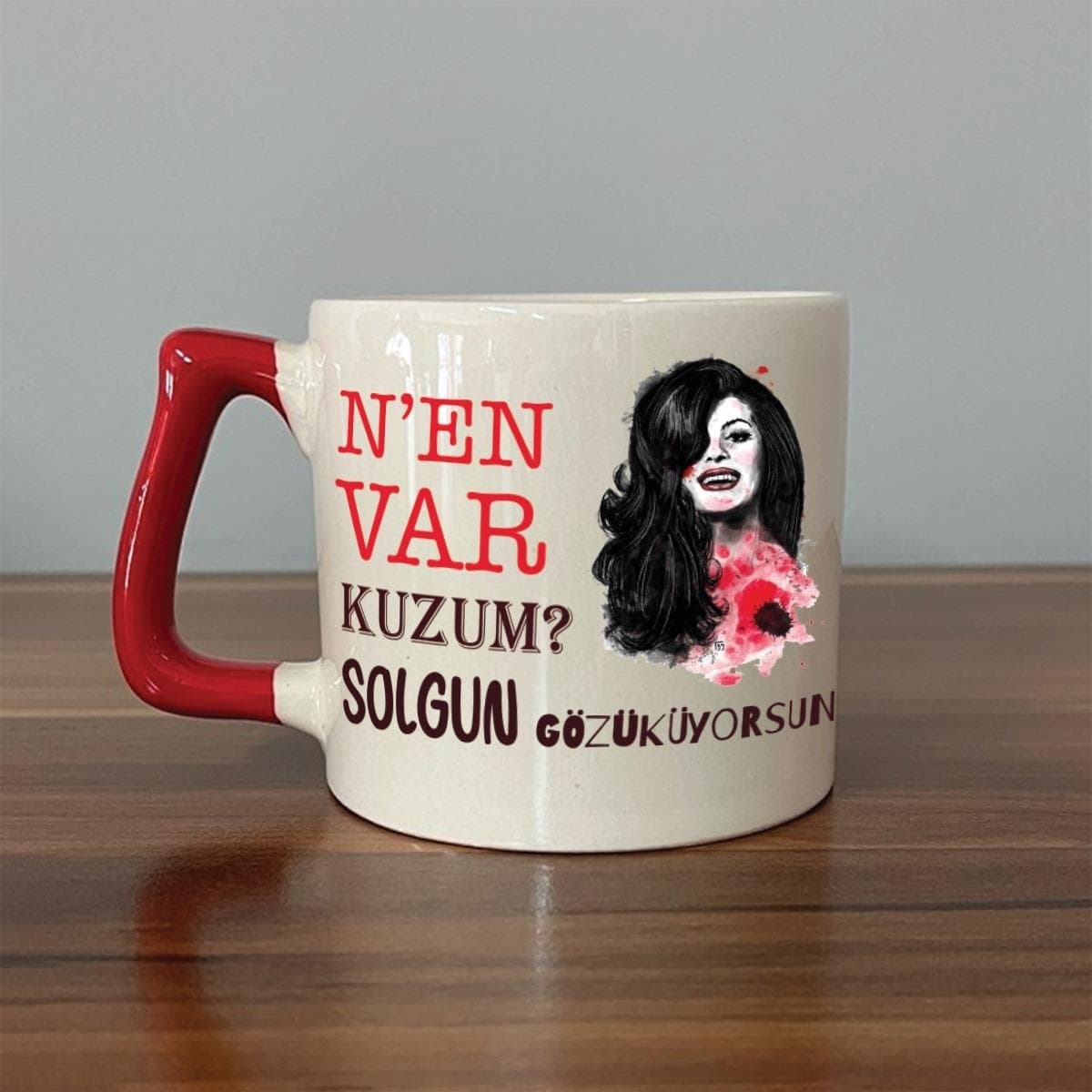 Nen Var Kuzum Baskılı Kırmızı Kulplu Prime Kupa