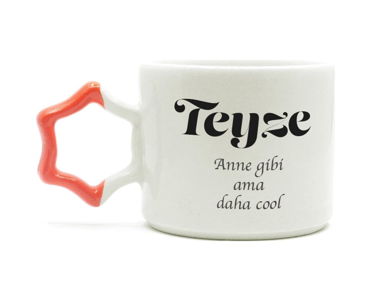 Teyze Baskılı Turuncu Kulplu Yıldız Kupa