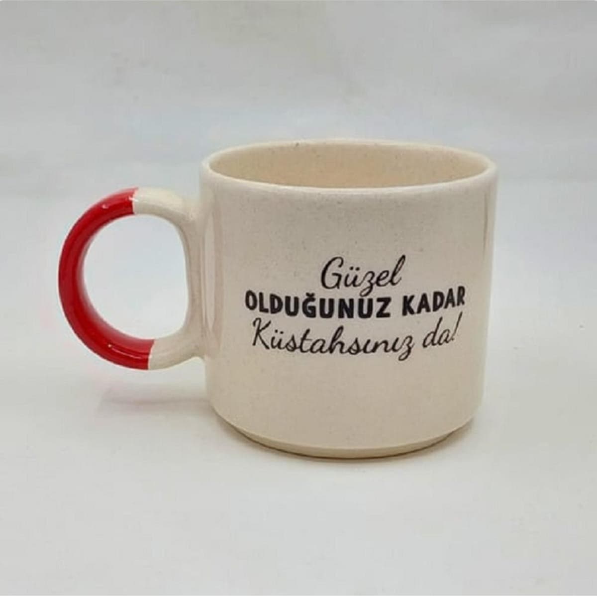 Güzel Olduğunuz Kadar Küstahsınız Da Baskılı Kırmızı Kulplu P Kupa
