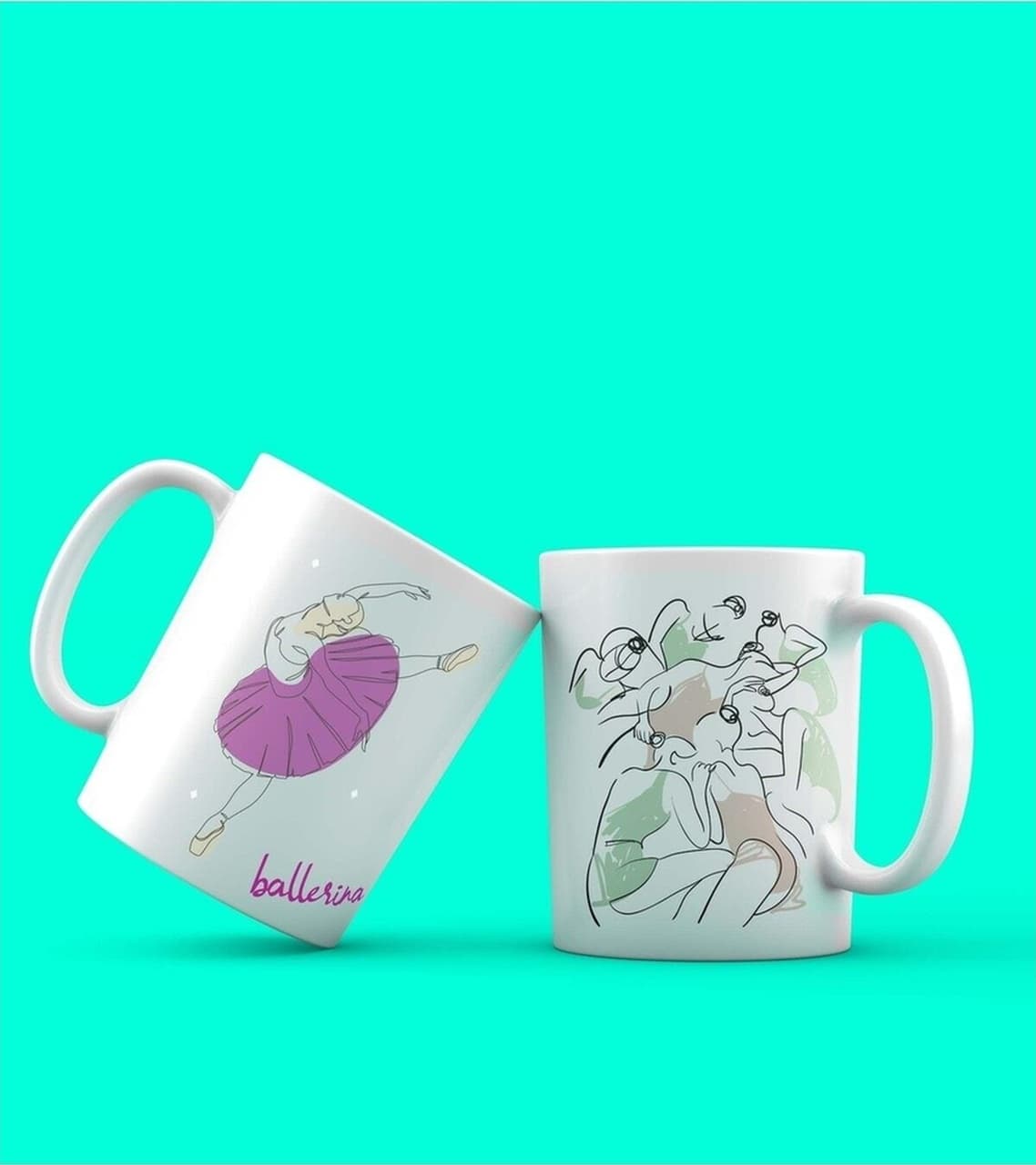 Pembe Etekli Balerin Tasarım Kupa-513
