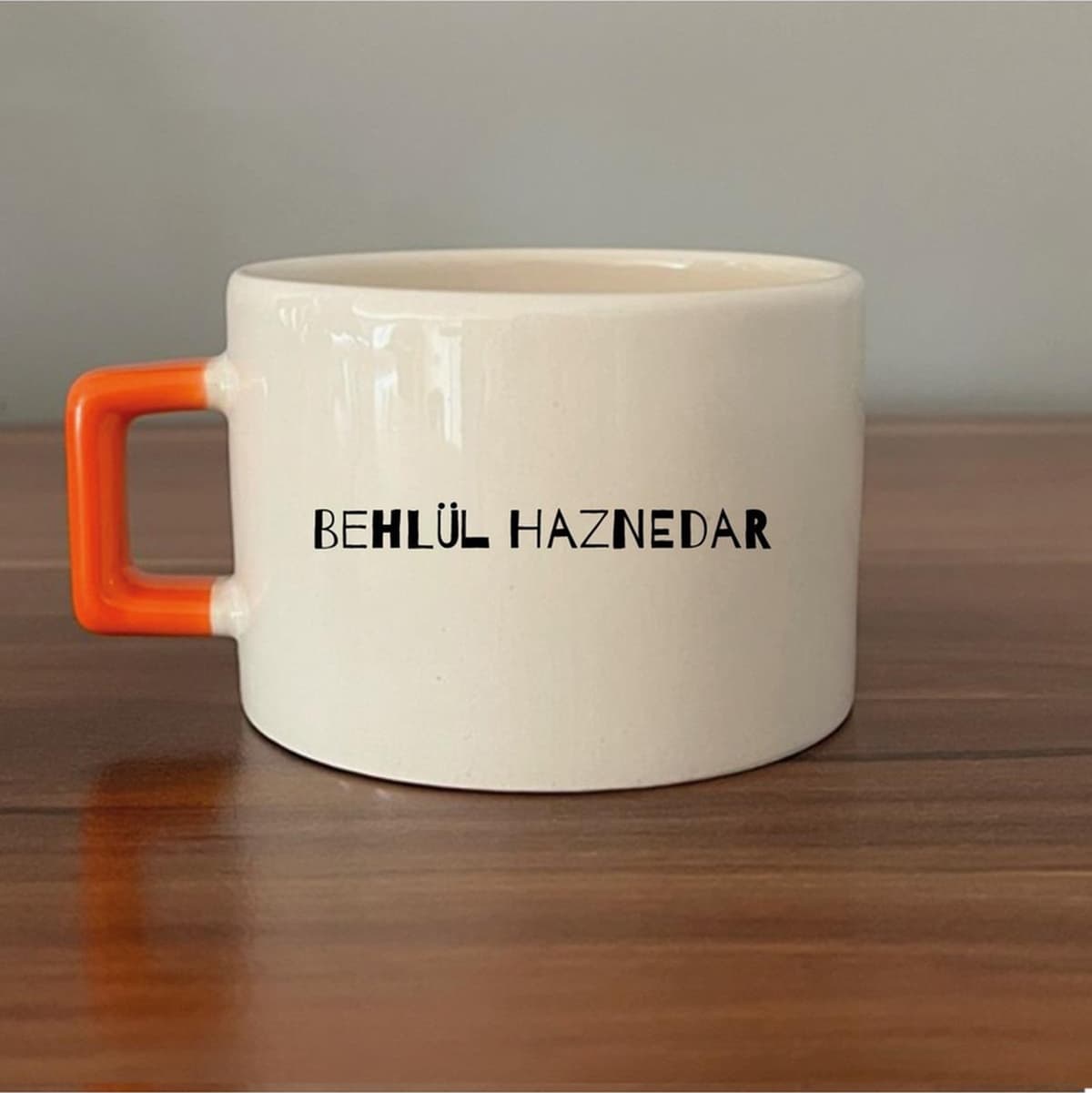Seçtiğin Isim&logo Tasarım Turuncu Kulplu Kare Espresso Fincanı