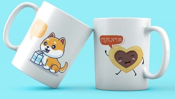 Mor Mürekkep Best Friends Süt Kurabiye Tasarım 2'li Kupa Seti