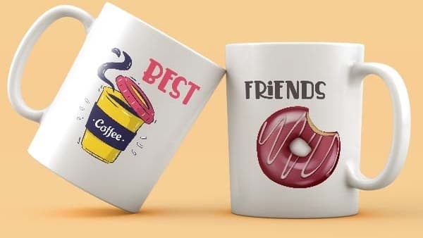 Mor Mürekkep Best Friends Kahve Donut Tasarım 2'li Kupa Seti