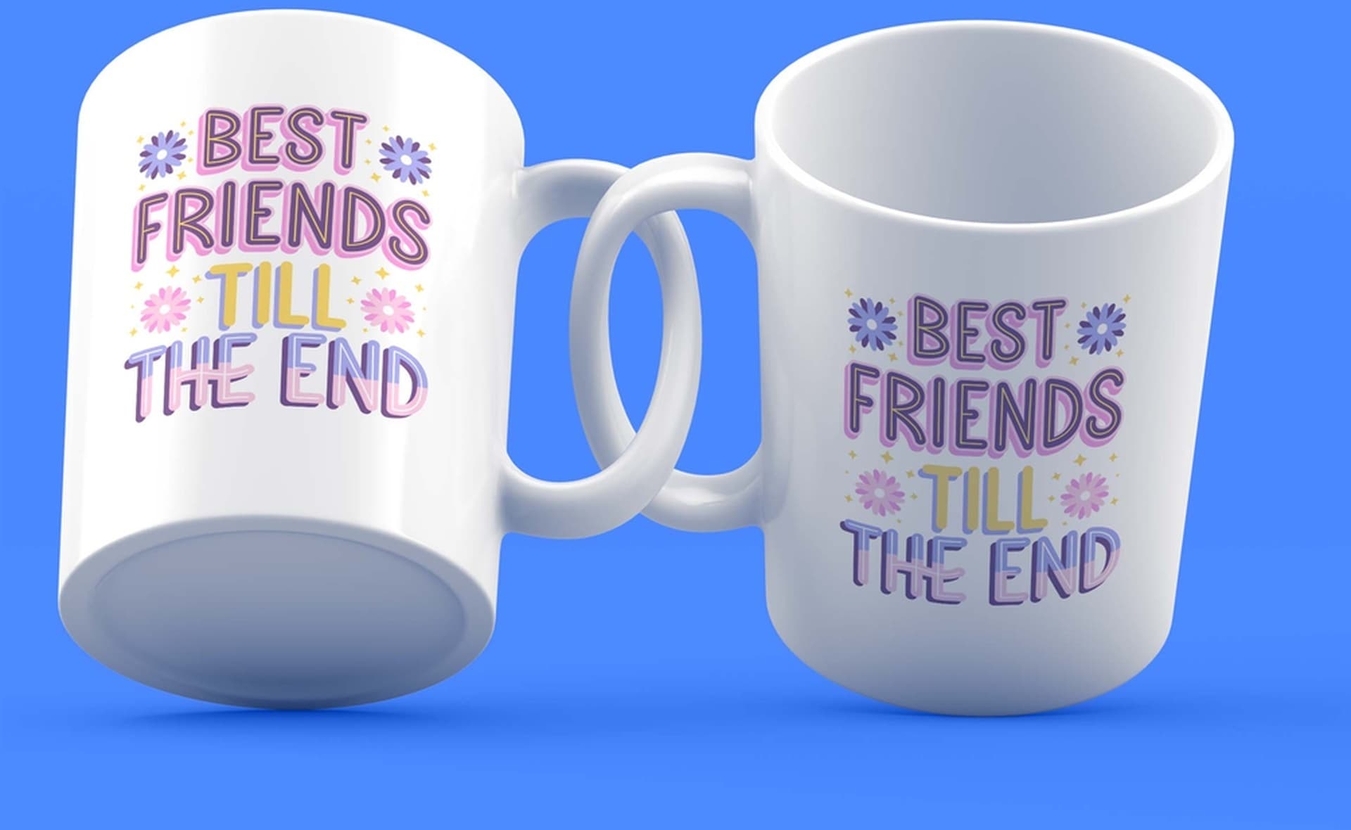 Mor Mürekkep Best Friends Till The End Tasarım 2'li Kupa Seti