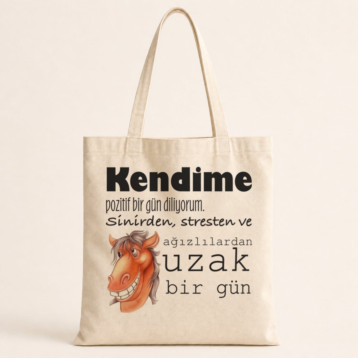 Kendime Pozitif Bir Gün Diliyorum Baskılı Bez Çanta