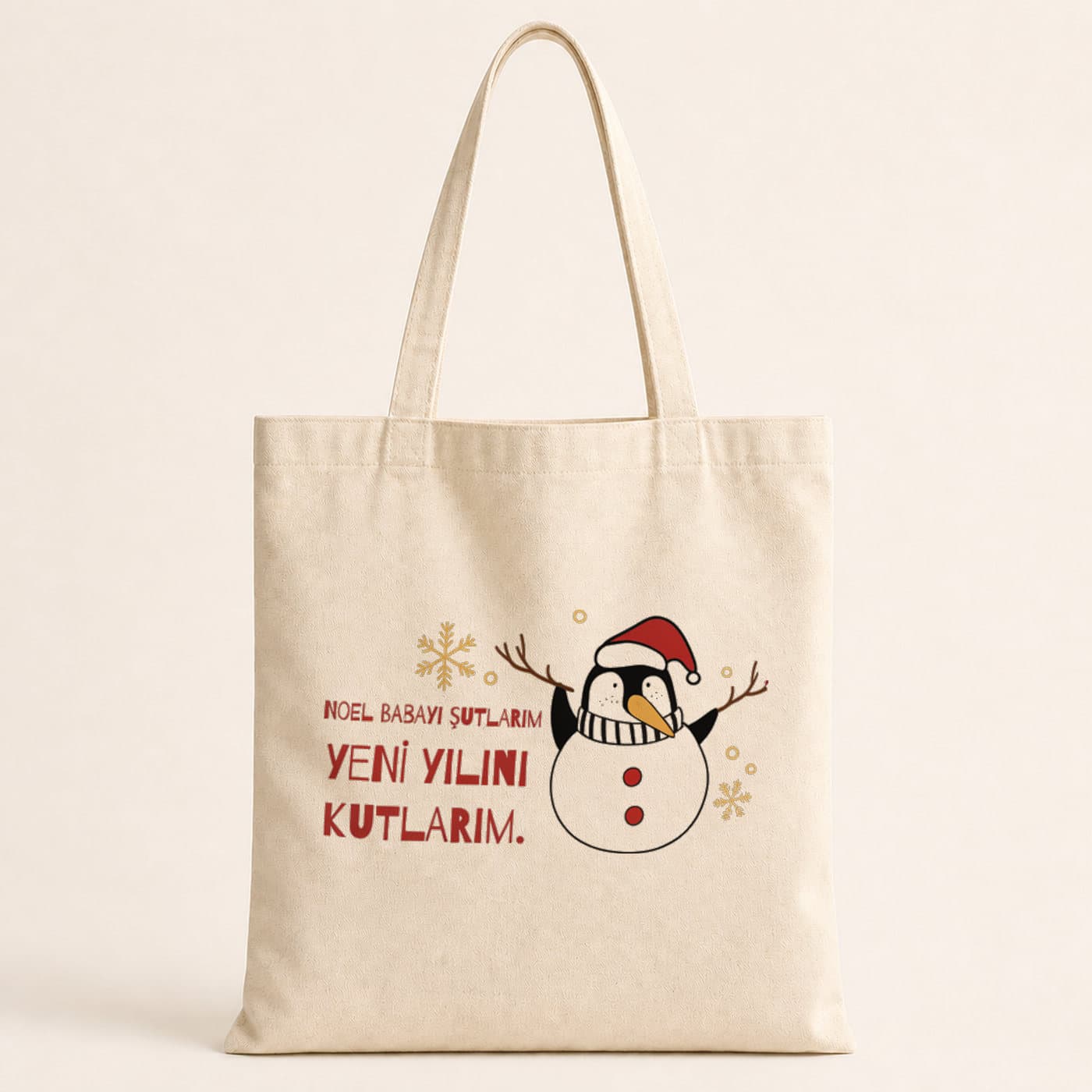 Noel Babayı Şutlarım Baskılı Bez Çanta