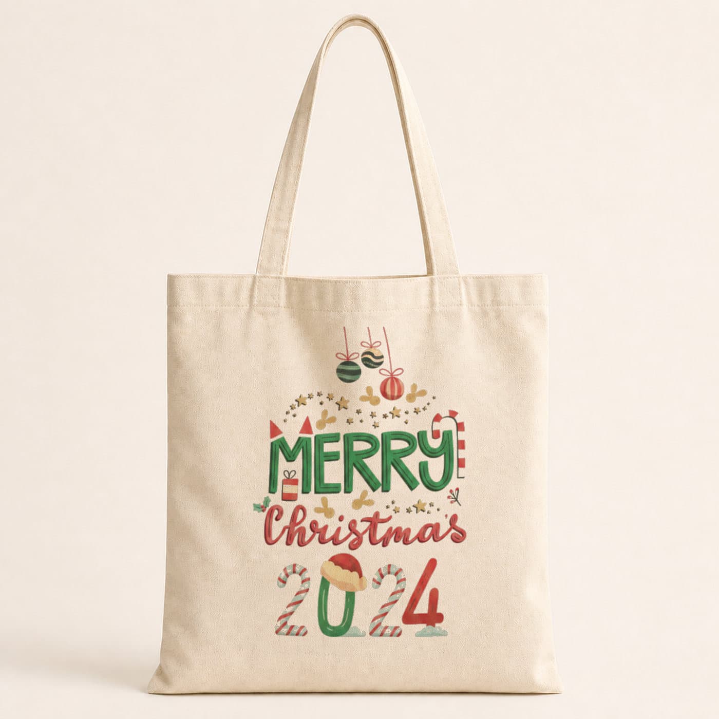 Merry Christmas 2024 Baskılı Bez Çanta