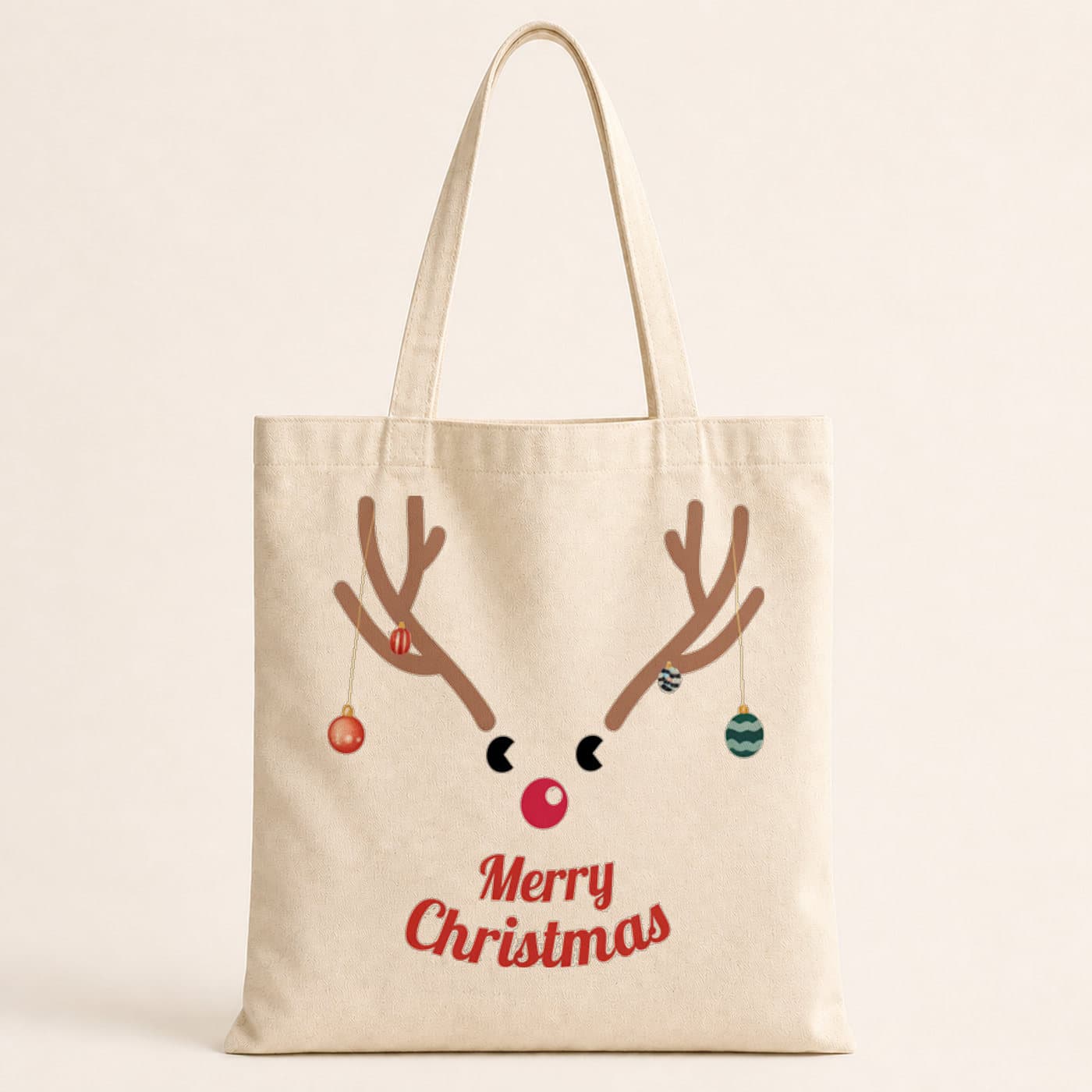 Merry Christmas Geyik Baskılı Bez Çanta