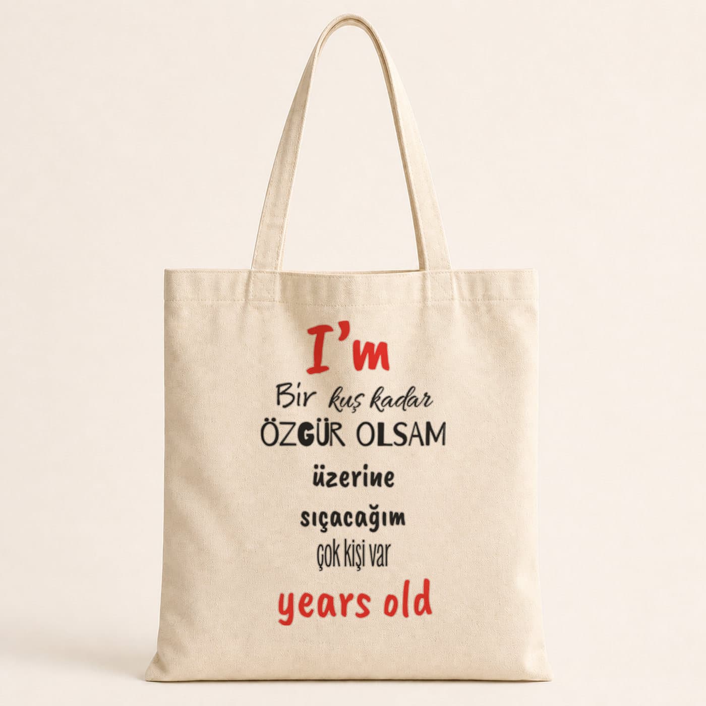 I`m Bir Kuş Kadar Özgür Olsam Baskılı Bez Çanta
