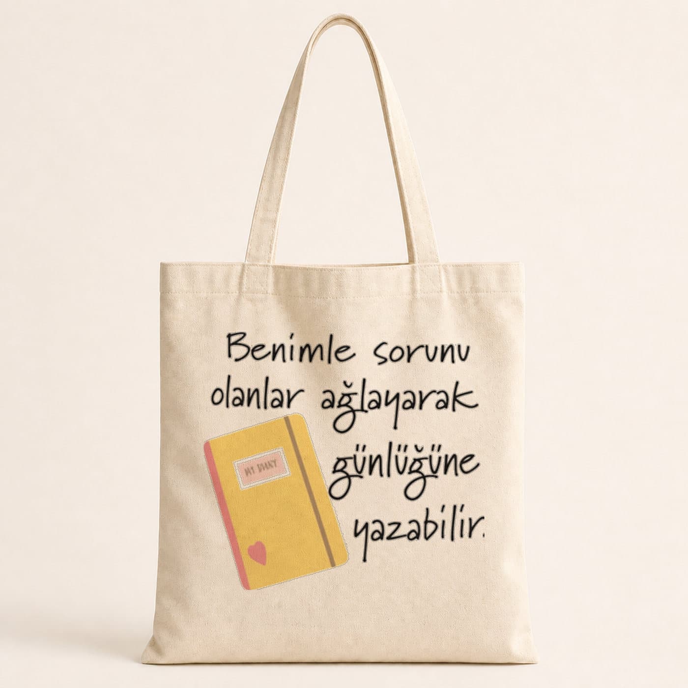 Benimle Sorunu Olanlar Ağlayarak Baskılı Bez Çanta