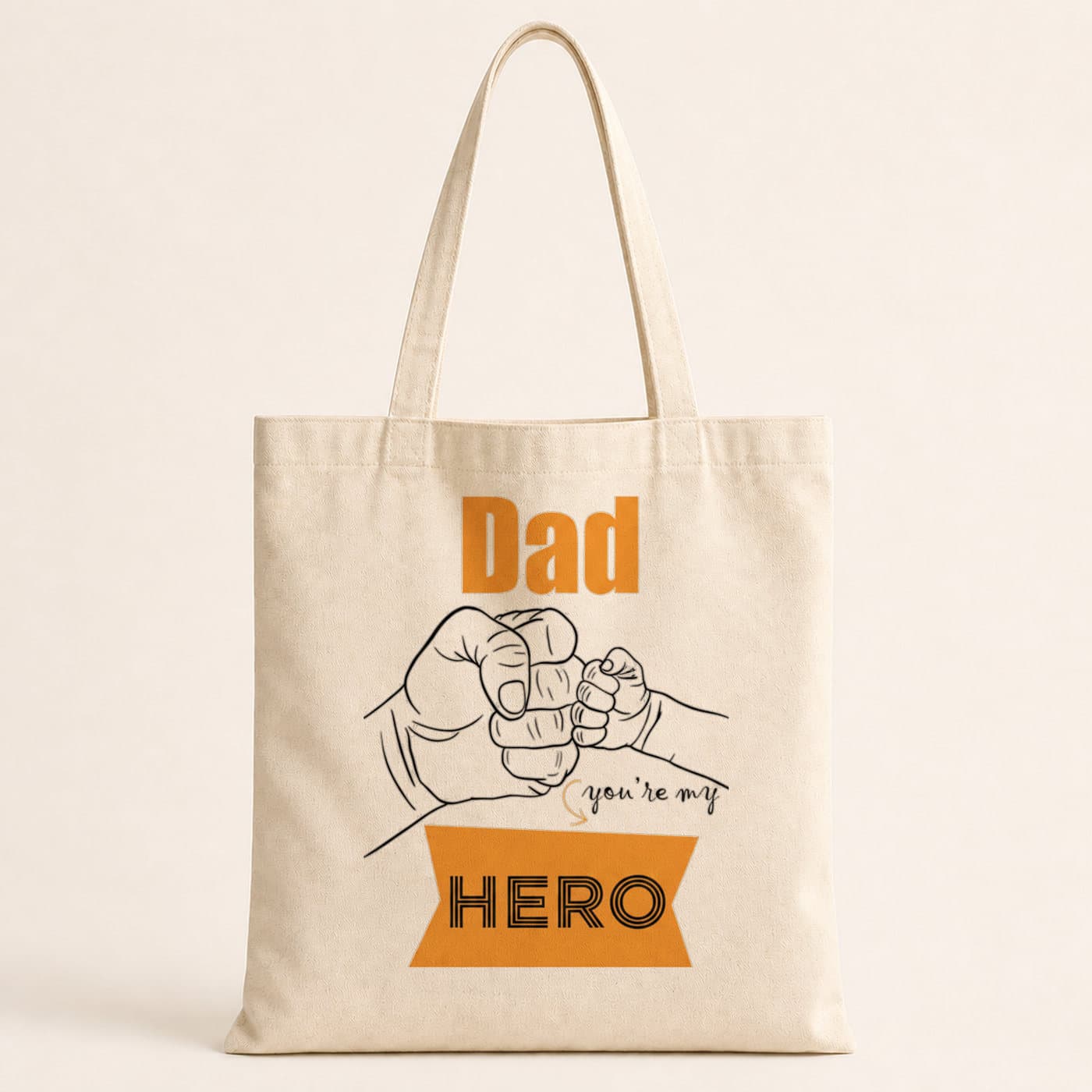Dad Hero Baskılı Bez Çanta