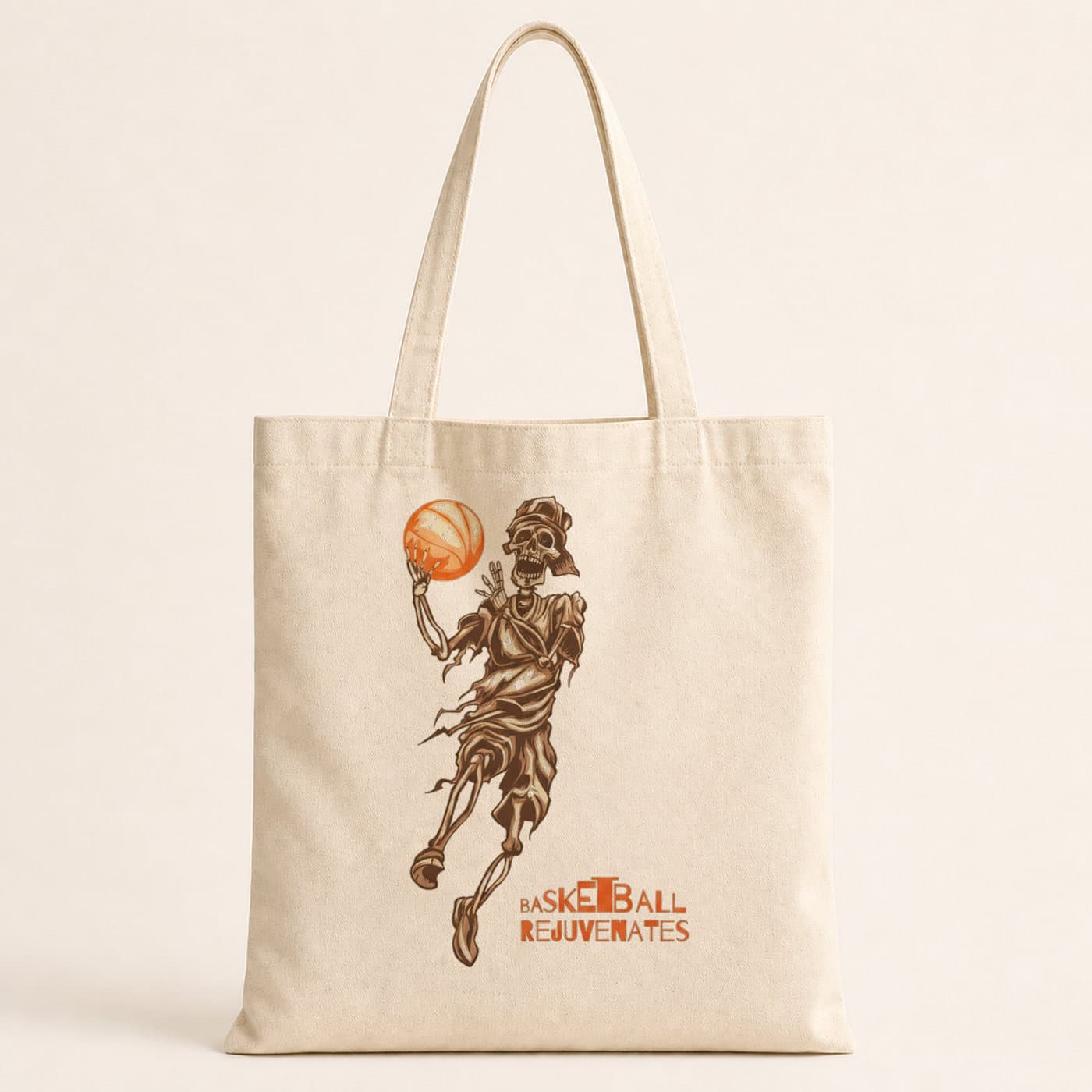 İskelet Basketi Tasarım Baskılı Bez Çanta