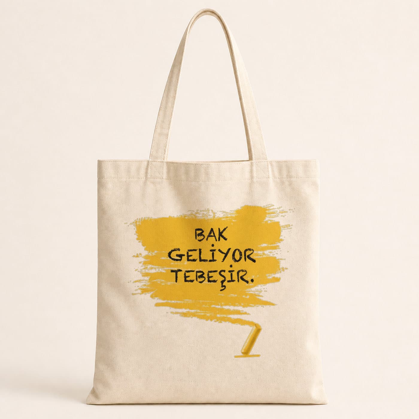 Bak Geliyor Tebeşir Baskılı Bez Çanta