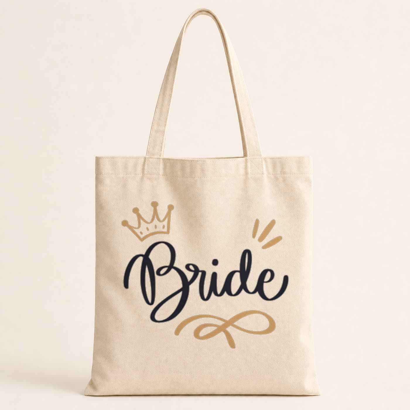 Bride Yazılı Taç Baskılı Bez Çanta