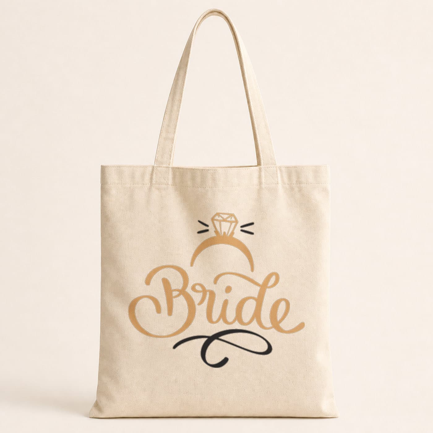 Bride Yazılı Yüzük Baskılı Bez Çanta