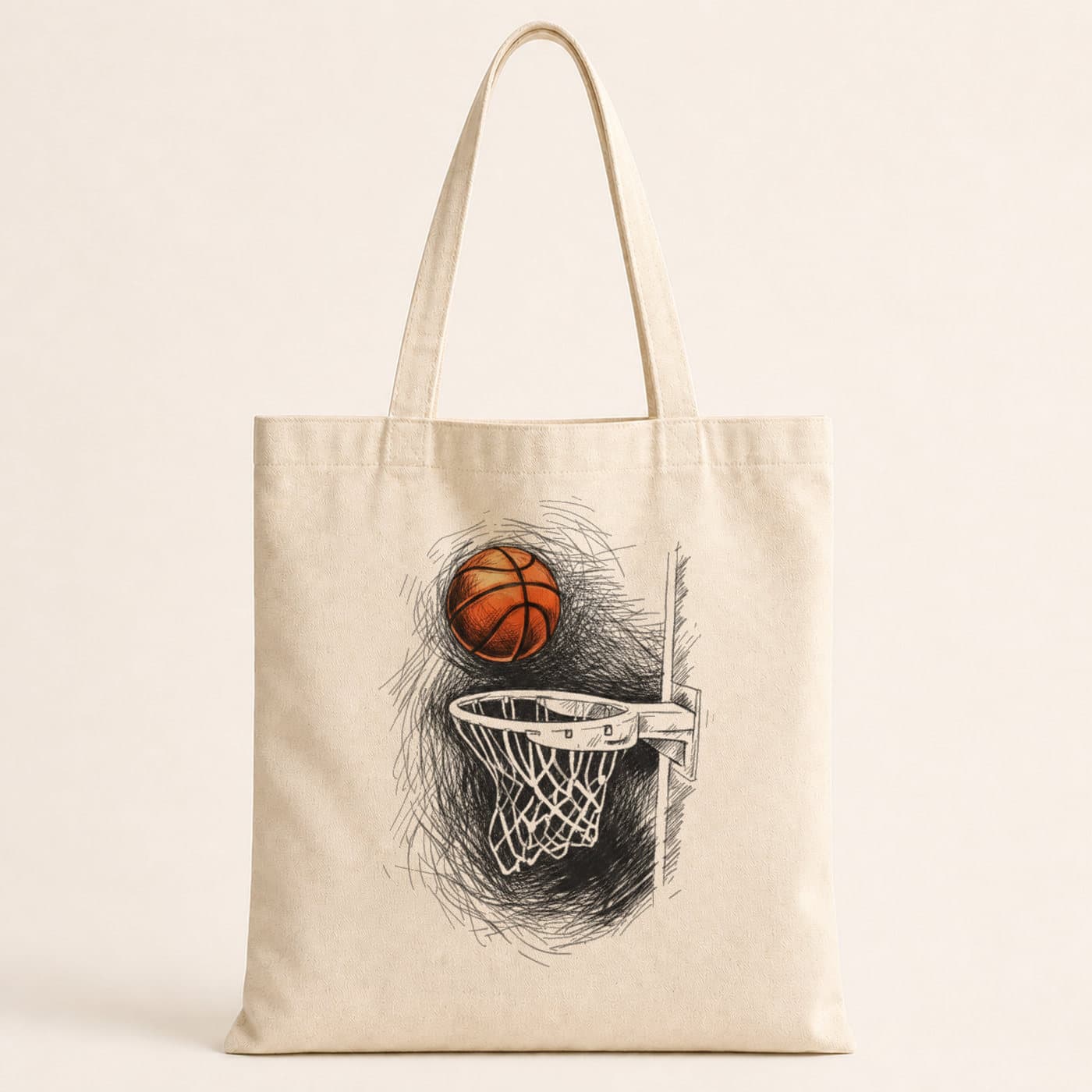 Küçük Basket Pota Tasarım Baskılı Bez Çanta