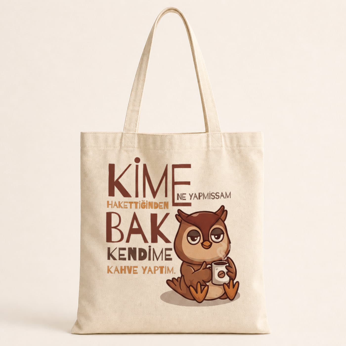 Kime Ne Yaptıysam Hakkettiğinden Baskılı Bez Çanta