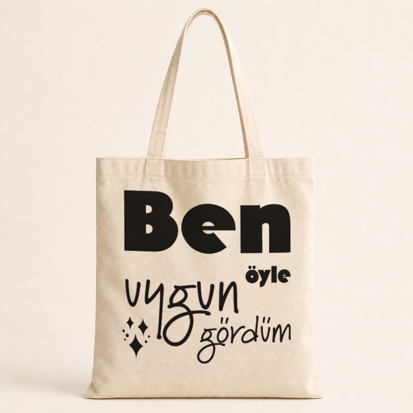 Ben Öyle Uygun Gördümsarı Baskılı Bez Çanta