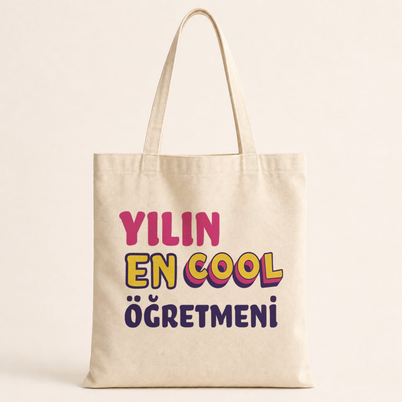 Yılın En Cool Öğretmen Baskılı Bez Çanta