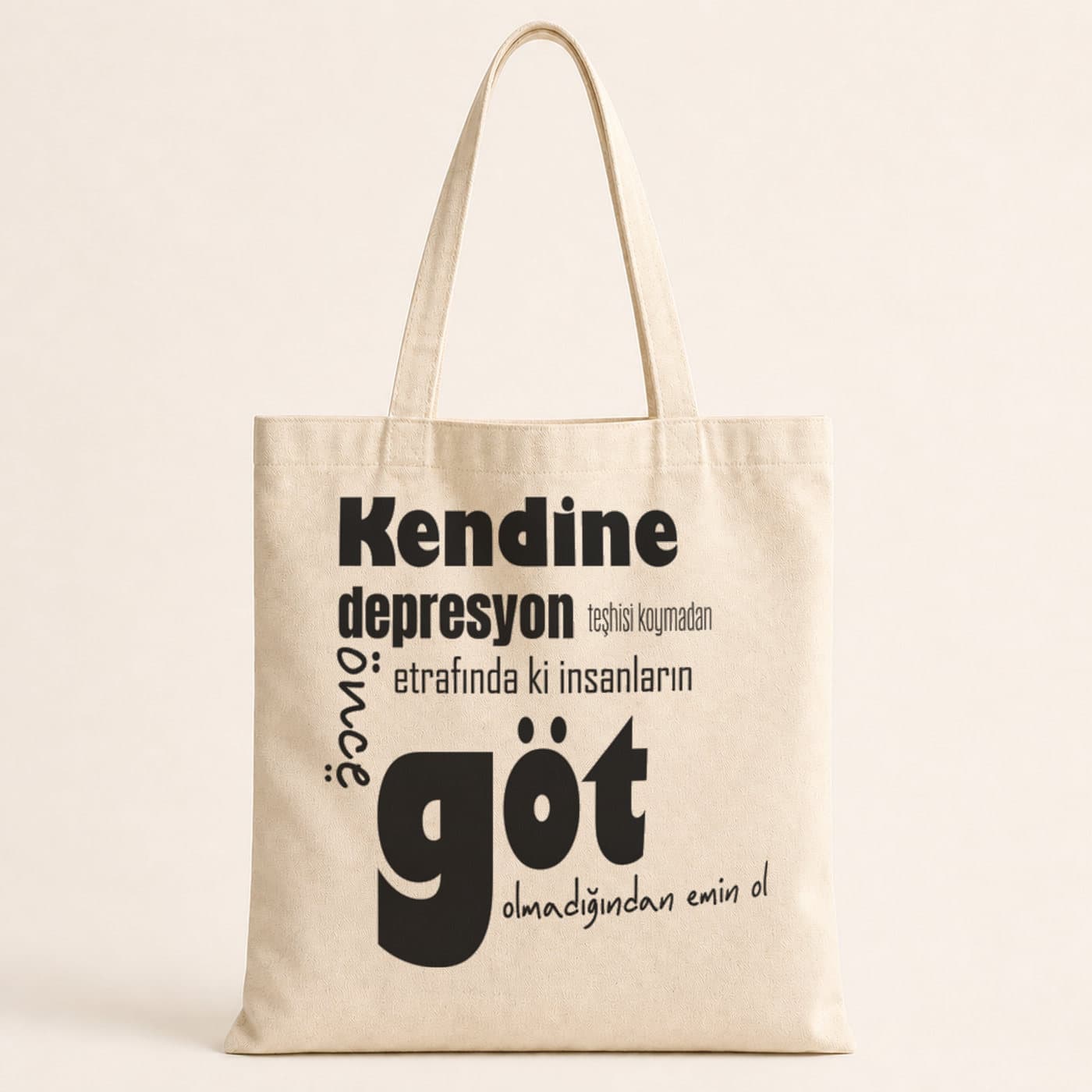 Kendine Teşhisi Koymadan Önce Baskılı Bez Çanta