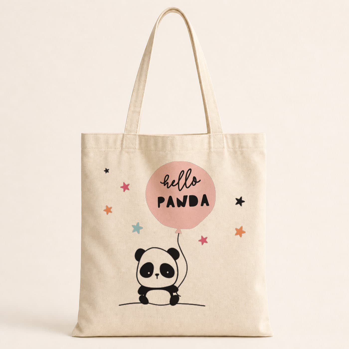 Hello Panda Çift Baskılı Bez Çanta
