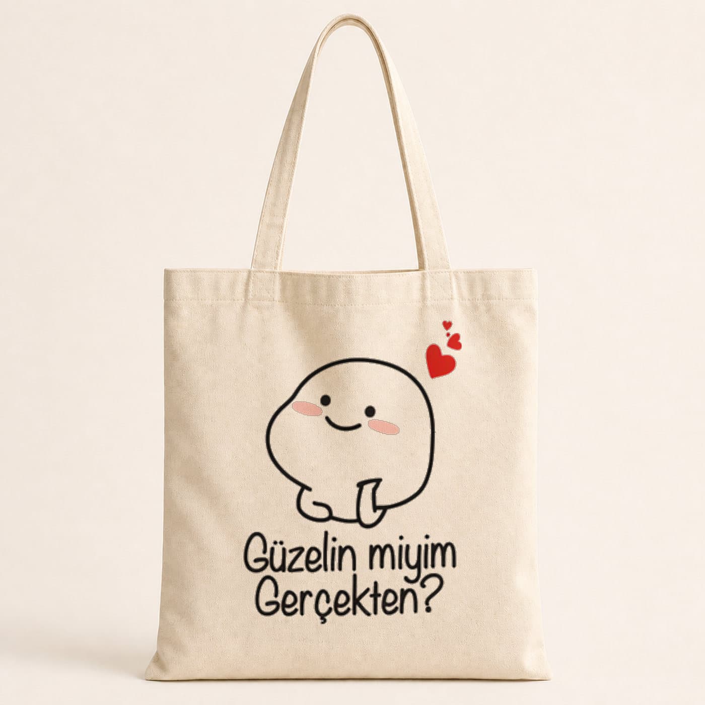 Güzelin Miyim Gerçekten Baskılı Bez Çanta
