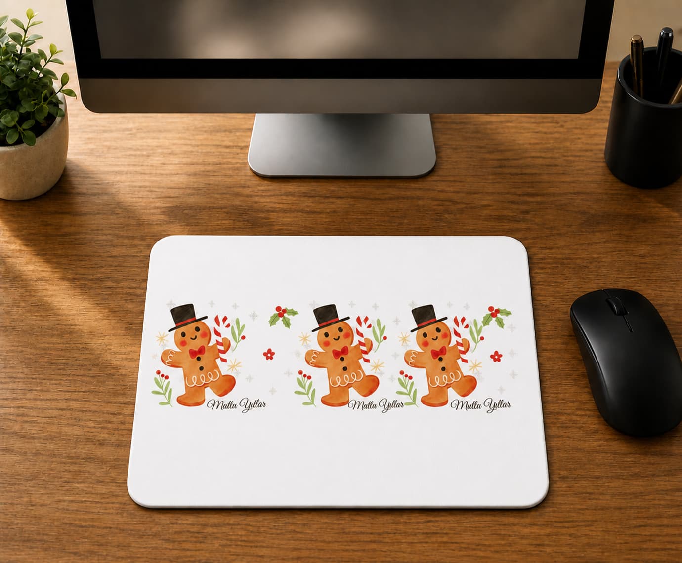 Mutlu Yıllar Kurabiye Adam - BASKILI MOUSE PAD