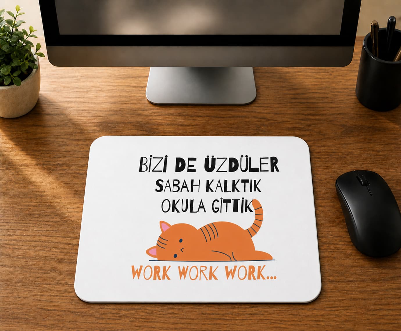 Bizi De Üzdüler Turuncu Kedi - BASKILI MOUSE PAD