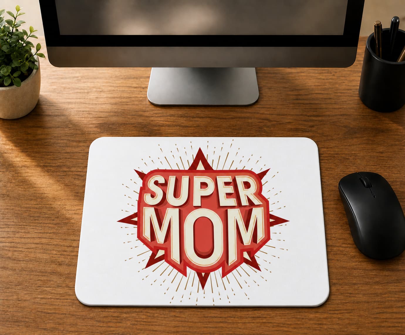 Süper Mom Kırmızı - BASKILI MOUSE PAD