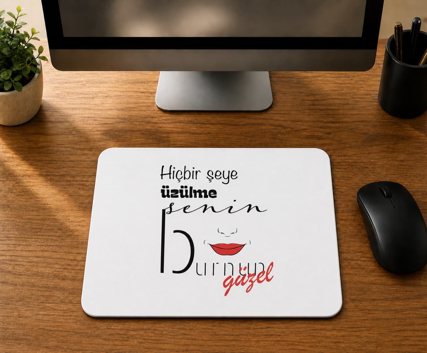 Hiçbir Şeye Üzülme Senin Burnun Güzel - BASKILI MOUSE PAD