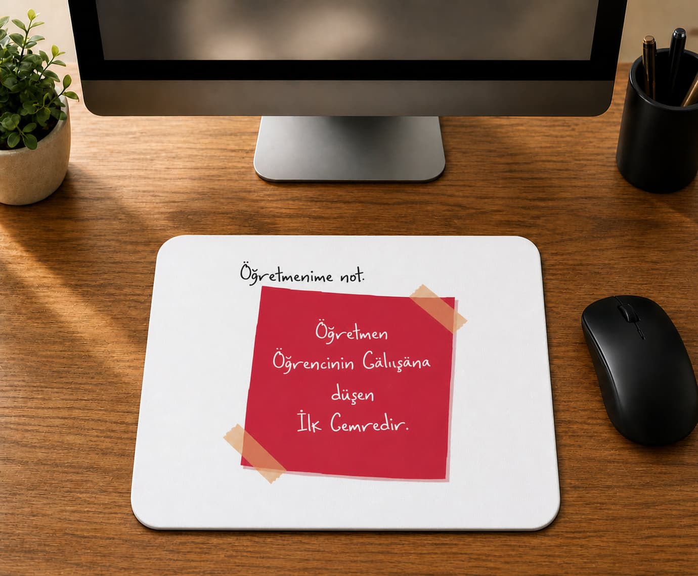Öğretmenime Not Öğretmen Öğrencinin Gülüşüne Düşen İlk Cemredir - BASKILI MOUSE PAD