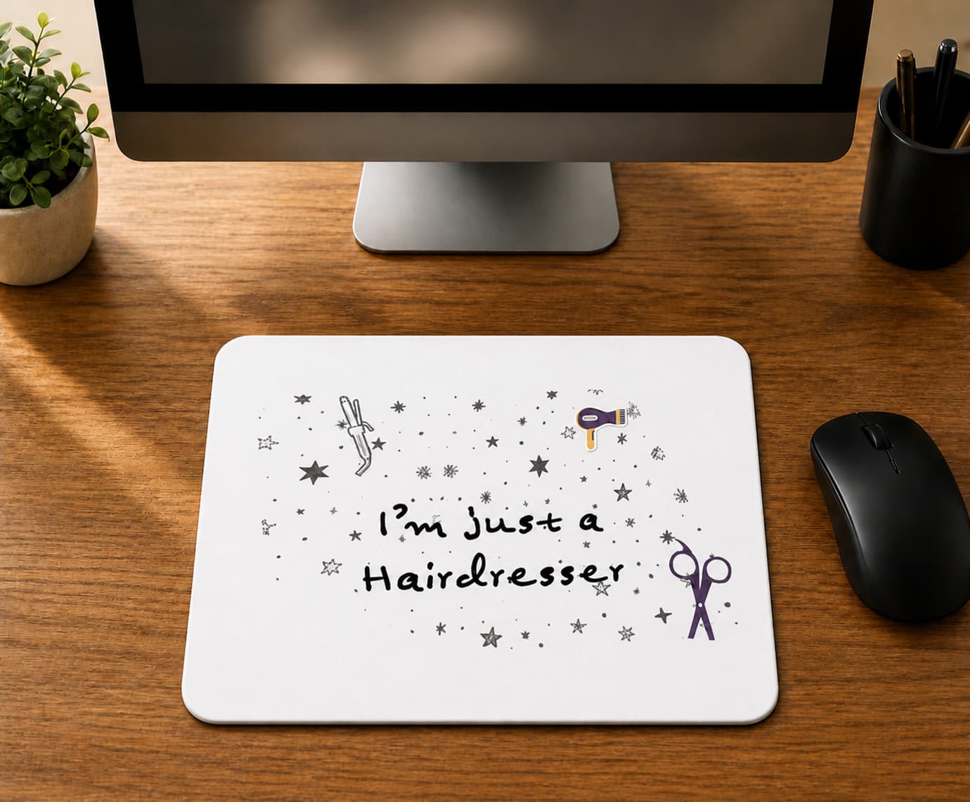 Sad Üzgün Panda - Meslek Kuaför - BASKILI MOUSE PAD