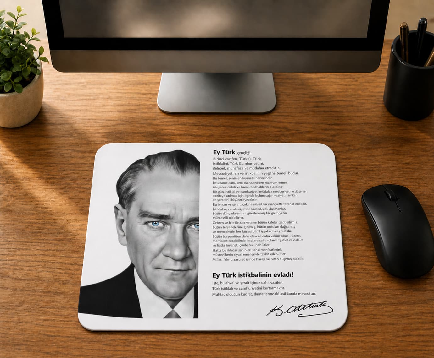Siyah-beyaz Atatürk - BASKILI MOUSE PAD