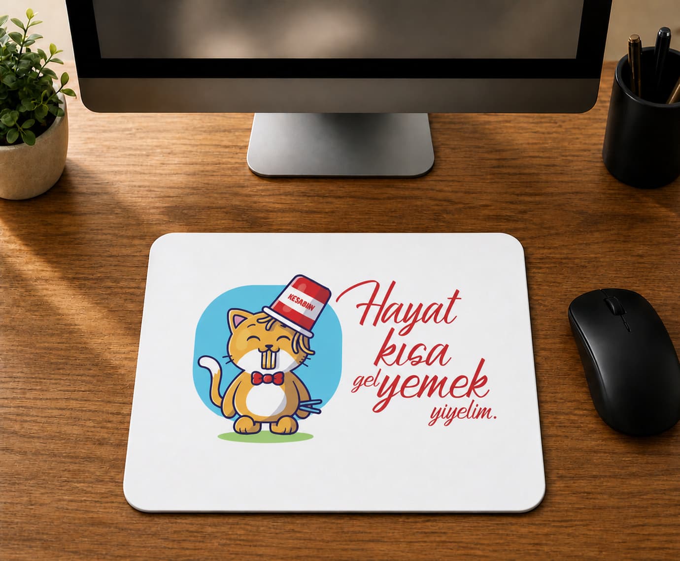 Hayat Kısa Gel Yemek Yiyelim - BASKILI MOUSE PAD