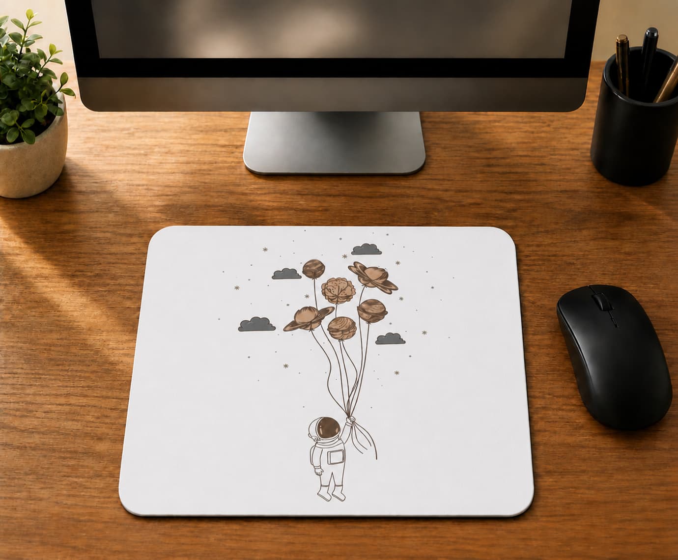 Ufo Balonlu Astronot Tasarım - BASKILI MOUSE PAD