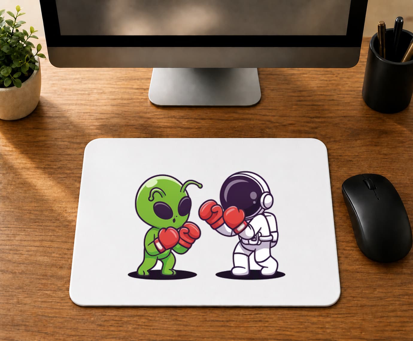 Astronot Uzaylı Boks Tasarım - BASKILI MOUSE PAD