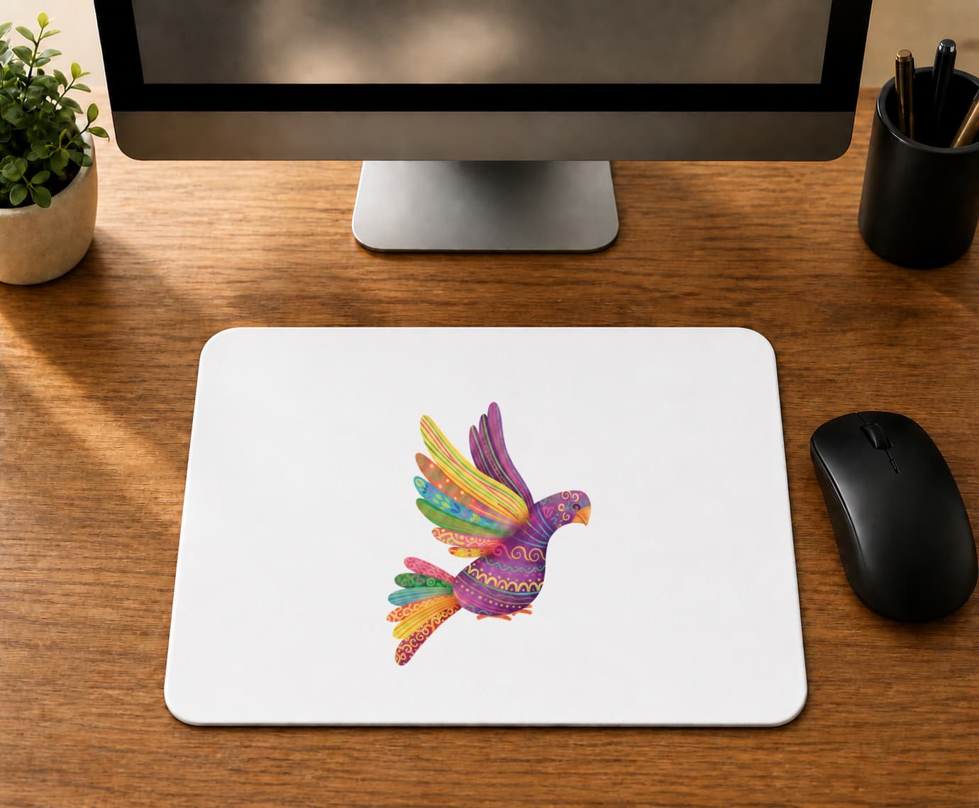 Renkli Kanatlı Kuş - BASKILI MOUSE PAD