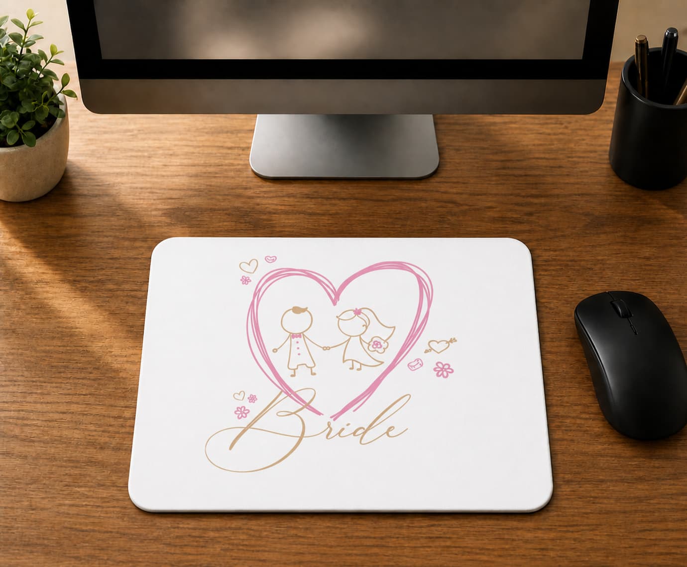 Bride Kalp Çizim - BASKILI MOUSE PAD